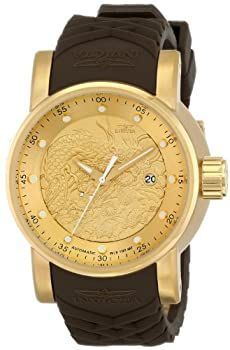 【中古】【非常に良い】インヴィクタ Invicta Mens 12790 S1 Rally Yakuza Automatic Goldtone and Brown Rubber Watch [並行輸入品]