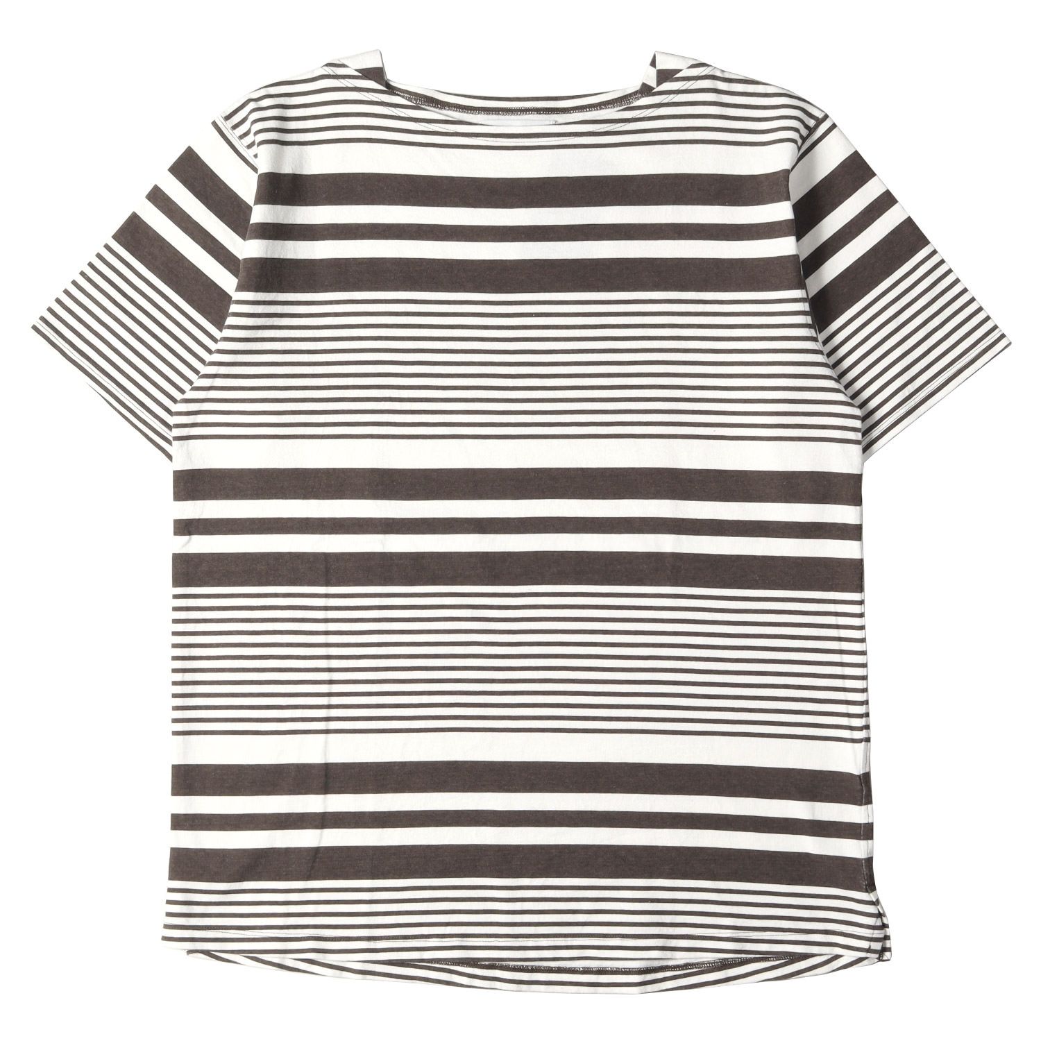 NONNATIVE ノンネイティブ Tシャツ サイズ:2 22SA プリントボーダー ボートネック 半袖Tシャツ DWELLER BOAT NECK S/S TEE COTTON JERSEY BORDER VW NN-C4129 ブラウン ホワイト