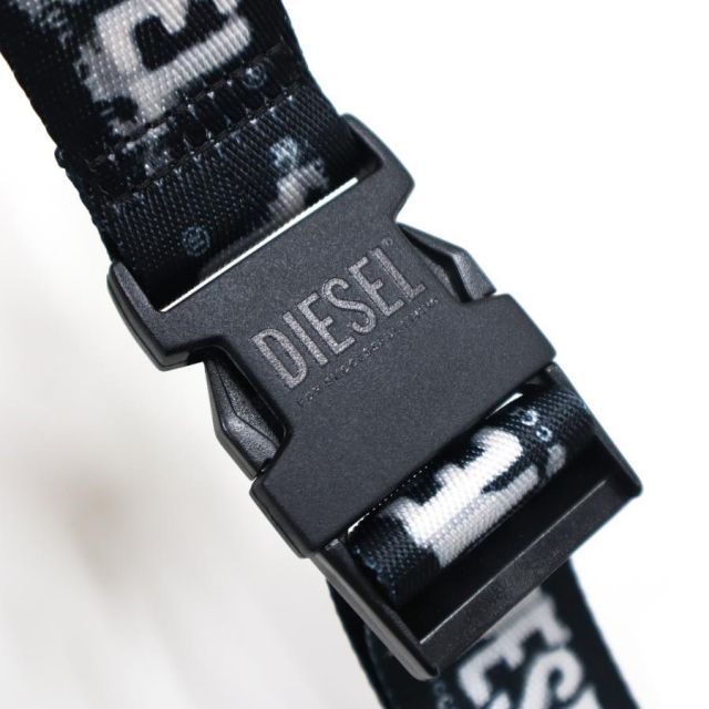 DIESEL ディーゼル X09475 P6338 T8013 ボディバッグ ウエストバッグ ショルダーバッグ DIESEL RAVE BELTBAG X ファブリックDSLプリント ブラック ディーゼル ボディバッグ メンズ ブラック ウエストポーチ ナイロン