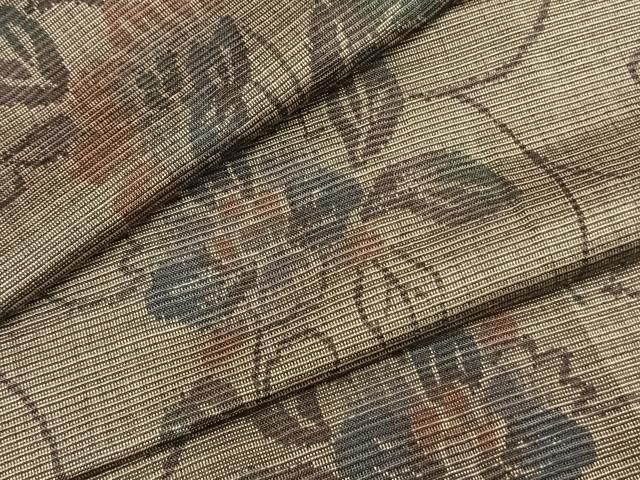 平和屋着物▽上質な紬 単衣 花唐草文 正絹 AABB2250fy