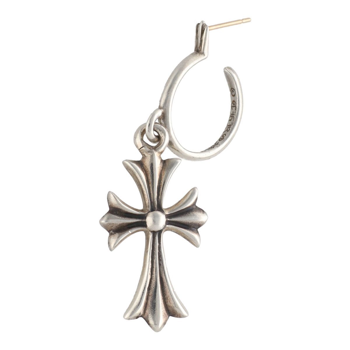 中古】 CHROME HEARTS クロムハーツ タイニーCHクロス フープピアス  