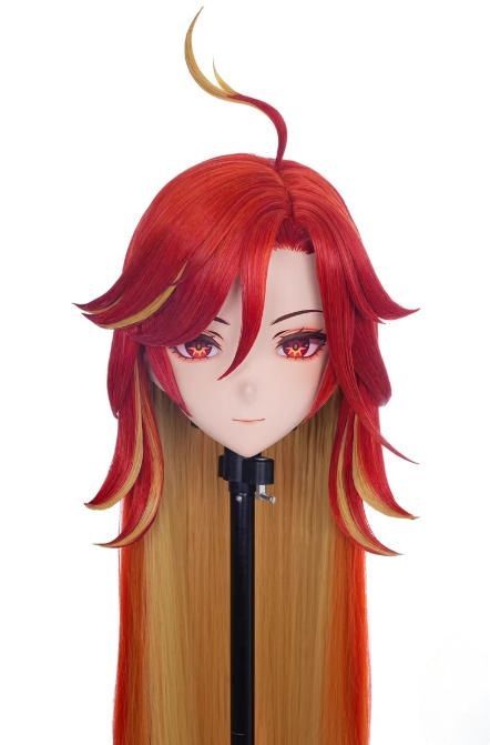 全頭マスク ロック付き NO.1157 フルマスク ドール ヘッドロリータ人形 コスプレ マスク 仮装 着ぐるみ 二次元