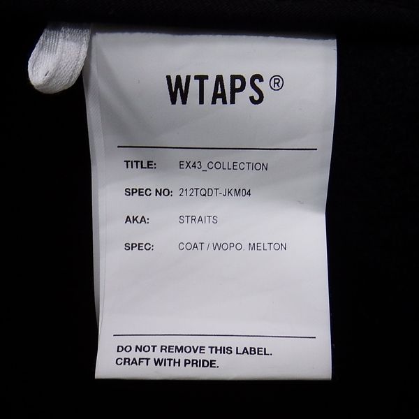 品質検査済 WTAPS ダブルタップス 21AW メルトン フーデッド コート 3 ...