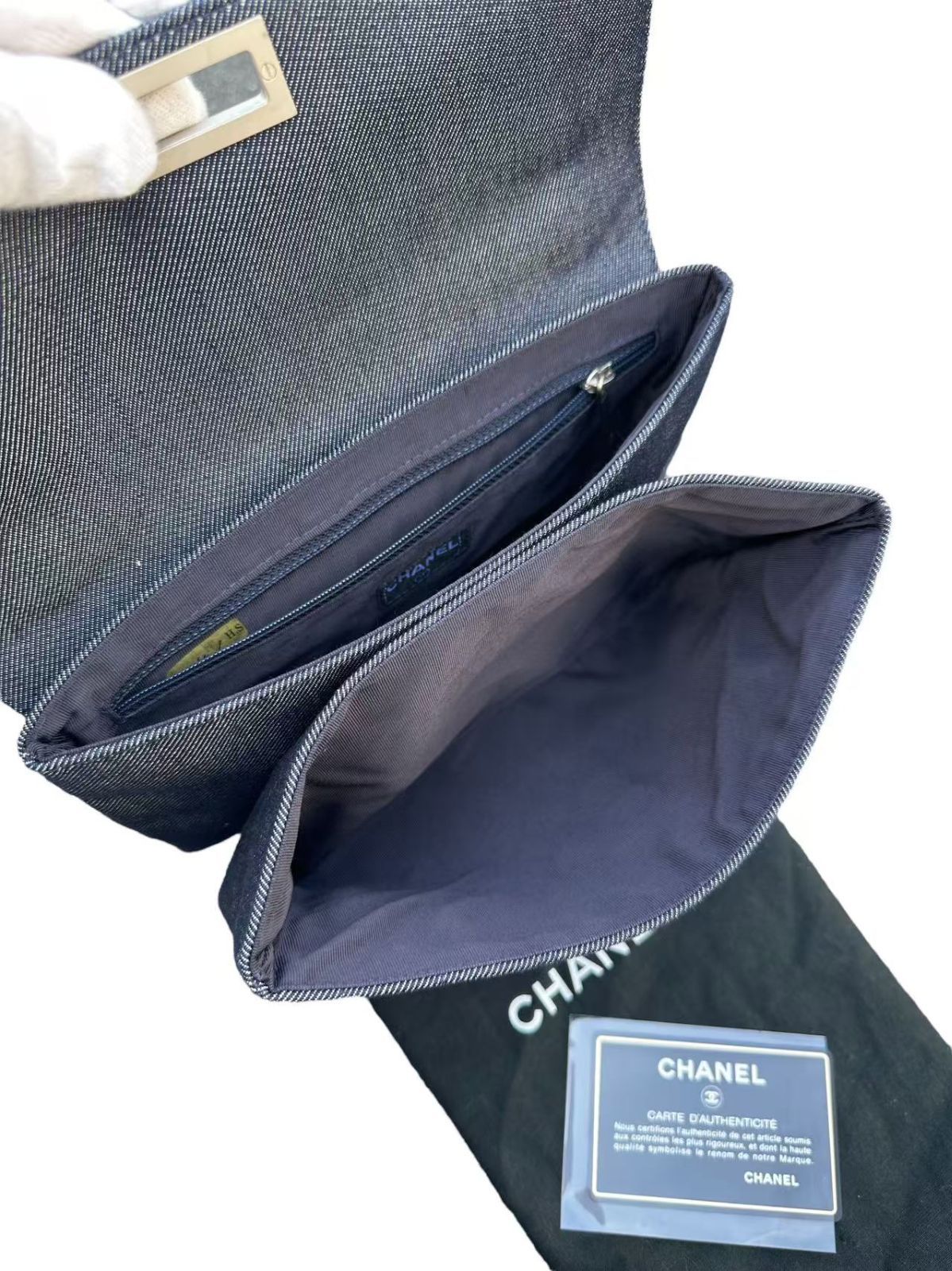 上 ◆本物シャネルCHANEL2.55チョコバーデニムマトラッセシルバーSV金具チェーンショルダーバッグポーチハンドバッグ肩掛け腋下6番台