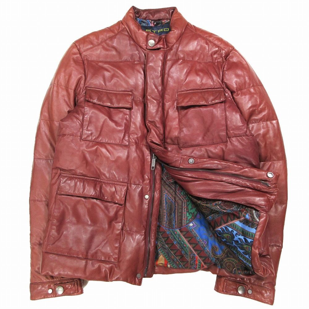 ETRO エトロ ラムスキン レザー ダウンジャケット ブルゾン アウター 
