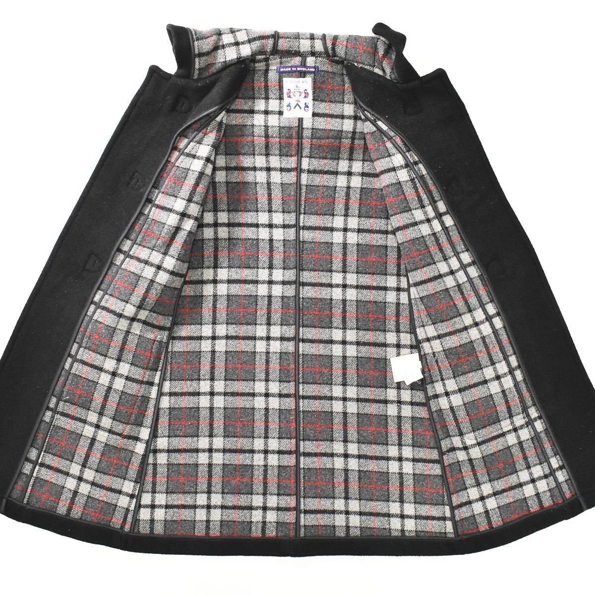 【新品未使用】CALIBURN ダッフルコート　裏地チェック 上質】 英国製 カリバーン CALIBURN 裏チェック ダッフルコート 34