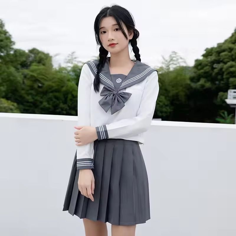 新品未使用 S - 3L セーラー服 上下セット 長袖 制服 コスプレ 新品未使用 S - 3L セーラー服 上下セット 長袖 制服 コスプレ