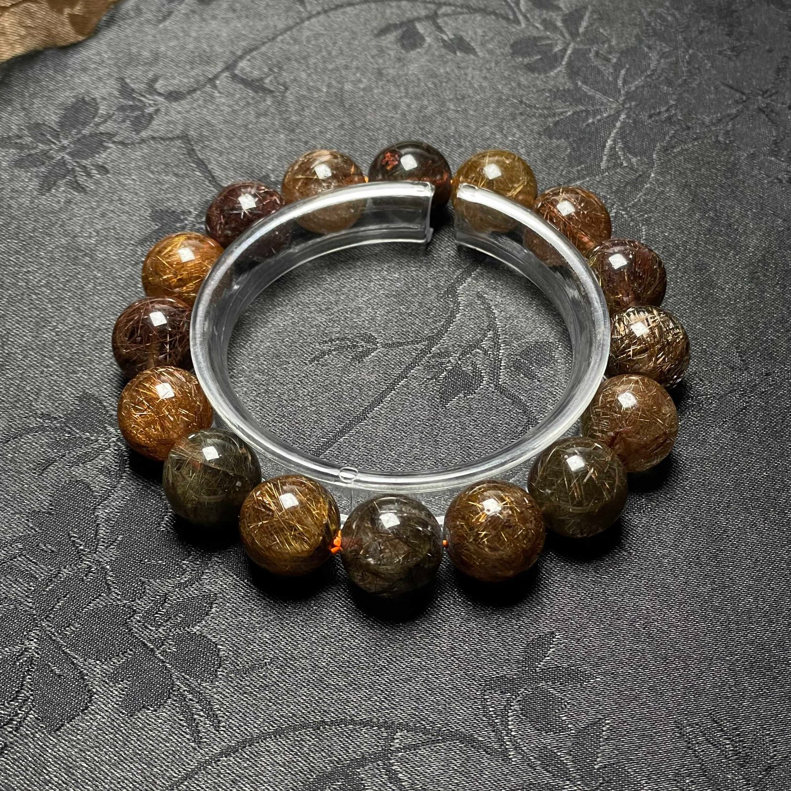 絶賛 EU製 銅髪ルチルクォーツ ブレスレット パワーストーン 天然石 金運 お守り プレゼント 13.4-13.7mm ZB9491