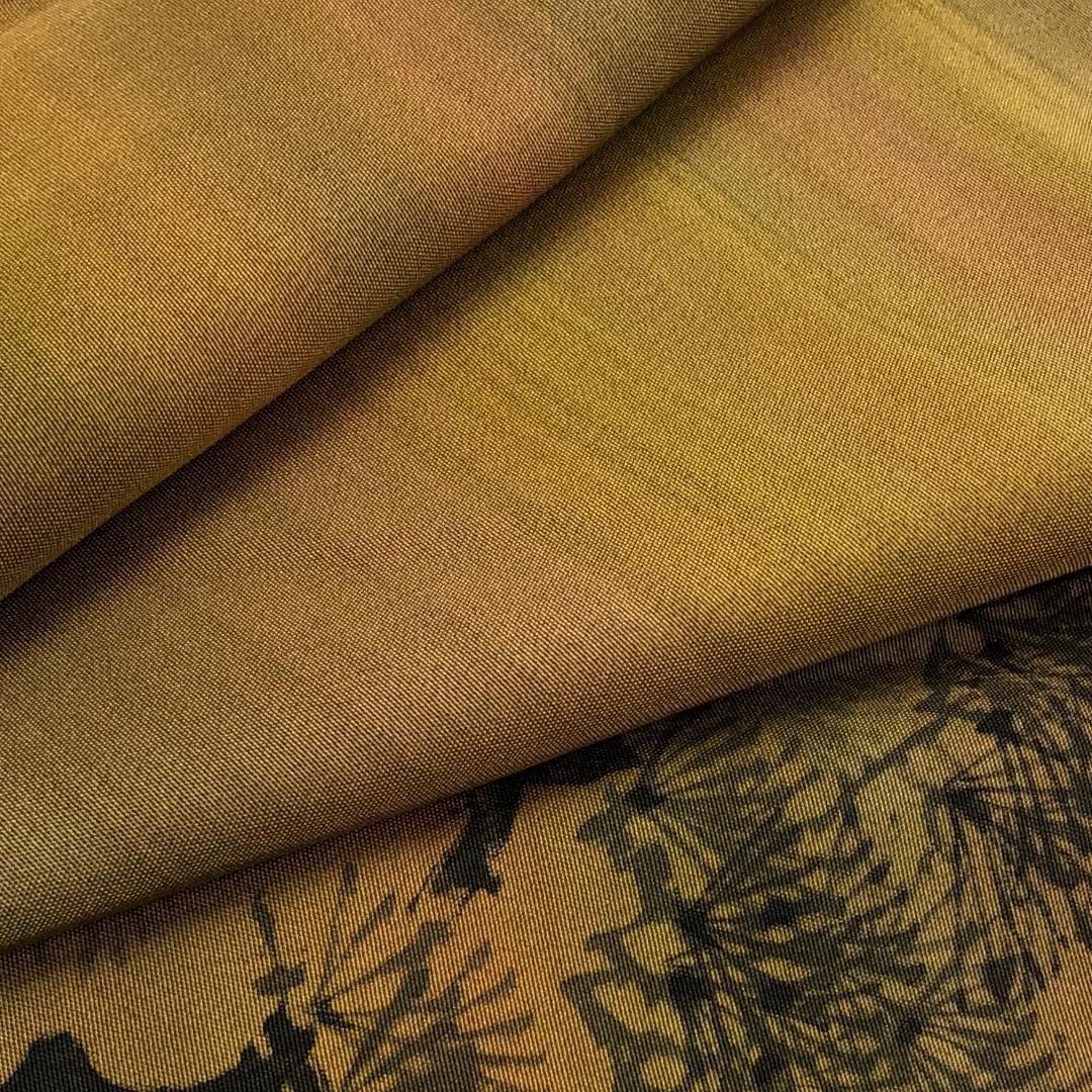 長襦袢 単衣 墨描き 松 桑染色 暈し 半衿付 J-341 NICORILABO_COM