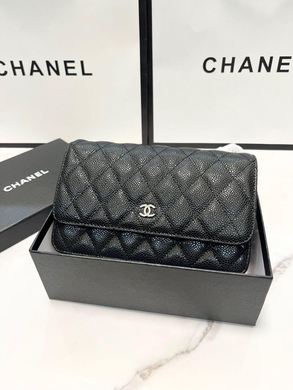 ◆希少◆VINTAGE◆【CHANEL】2019*Boy*キャビアレザー*バッグ Boy chanel ラージ ハンドバッグ、カーフスキン、ブラック