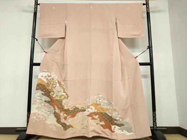 平和屋着物●創業460年 千總 色留袖 駒刺繍 宝尽くし飛鶴草花文 金彩 正絹 DAAW5656ud