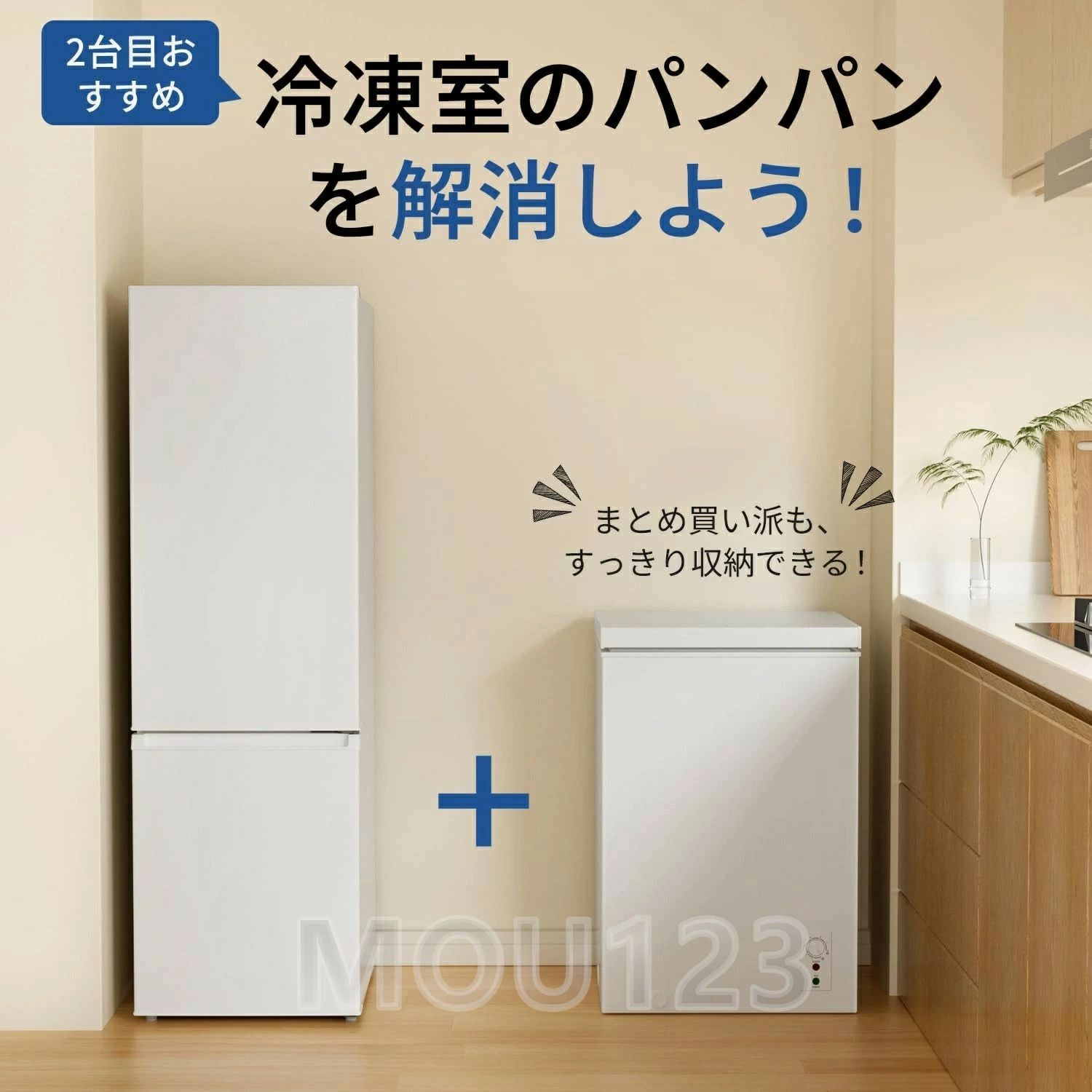 冷凍庫 100L 上開き 大容量 家庭用 小型 8段階温度調節 急速冷凍