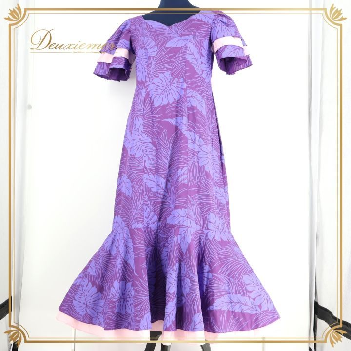 フラダンス 衣装 ワンピース ドレス パープル系 Minei フラ ダンス