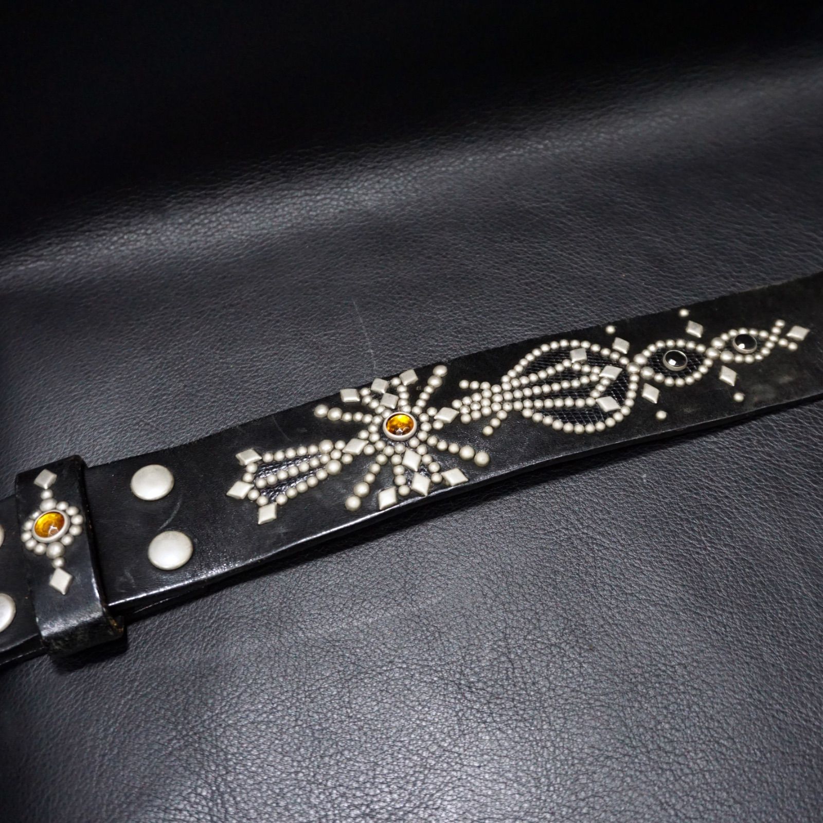 VALET CABARET スタッズベルト 79~87cm リザードインレイ ワイド