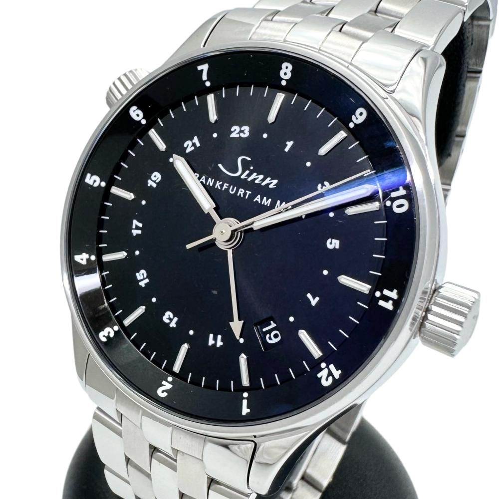 最終特価品 【Sinn/ジン】ファイナンシャル ウォッチ GMT 裏スケ 6060 腕時計 ステンレススチール 自動巻き/オートマ ブラック文字盤 メンズ 【中古】【真子質店】【GD】