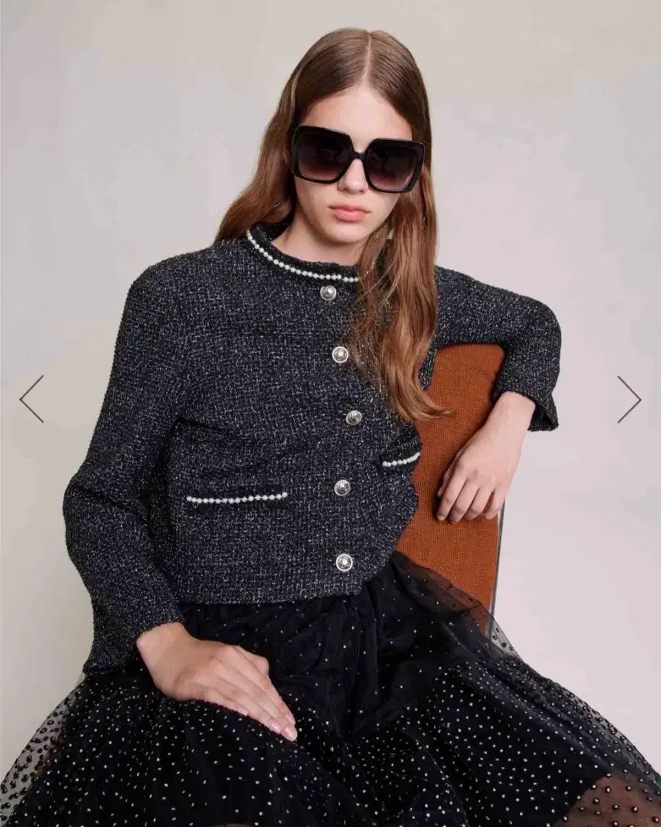 マージュ ブラック パール トリミング ジャケット 38サイズ