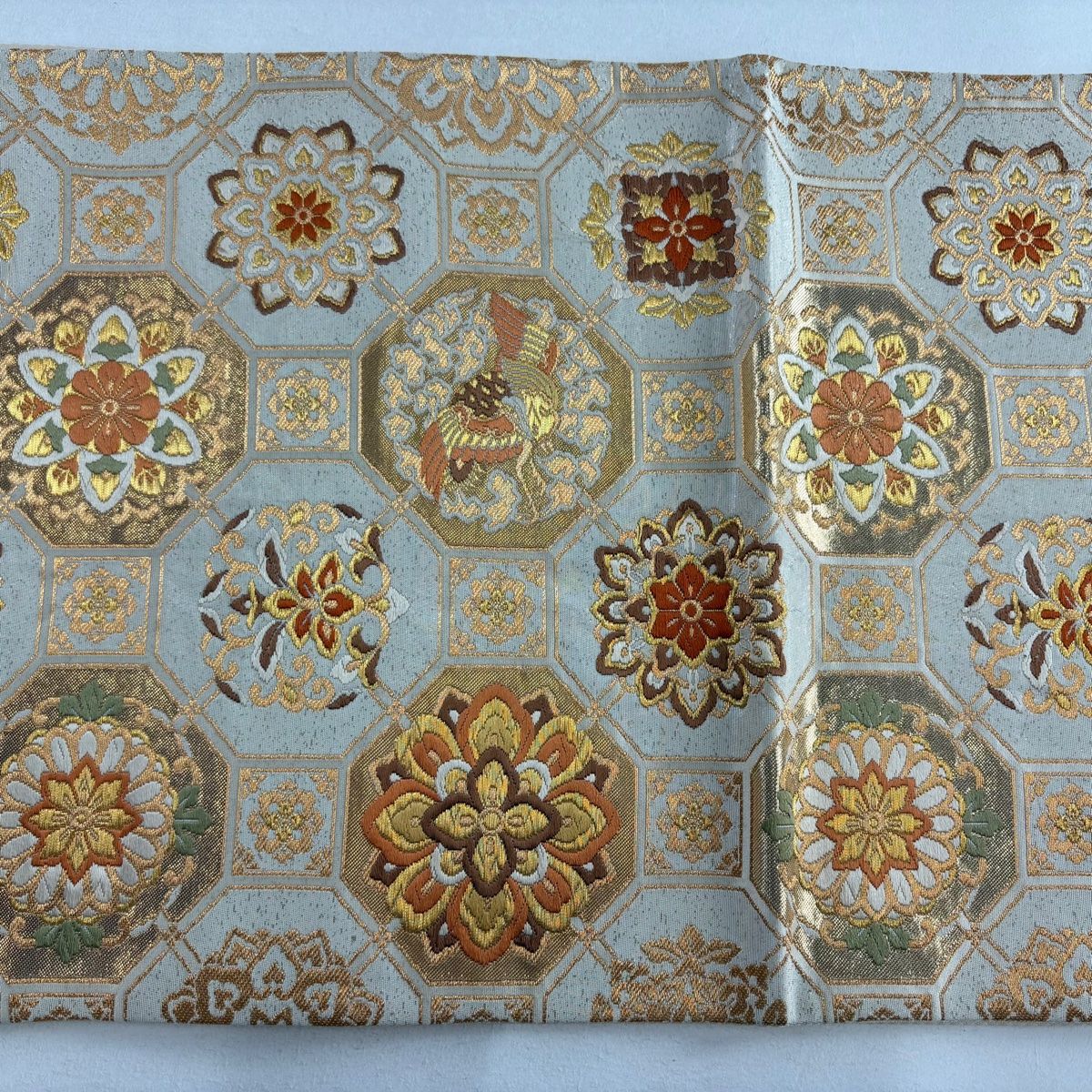 袋帯 秀品 蜀江華文 金糸 箔 灰白 六通 正絹 【中古】 - メルカリ
