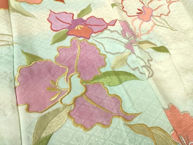 平和屋着物□豪華振袖 刺繍 草花文 暈し染め 金銀彩 正絹 逸品
