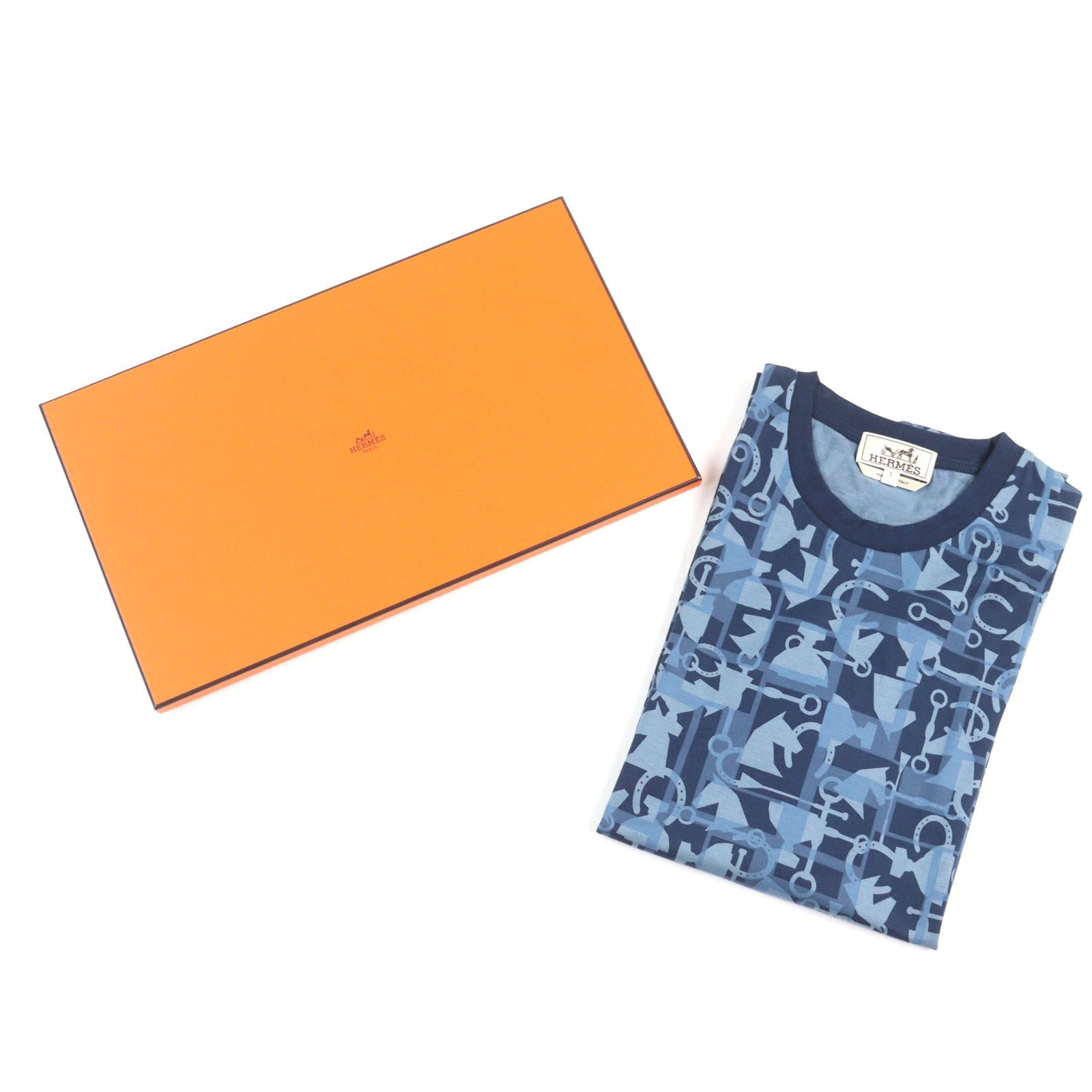 未使用品○HERMES エルメス コットン100% ホース総柄 ロデオチャーム