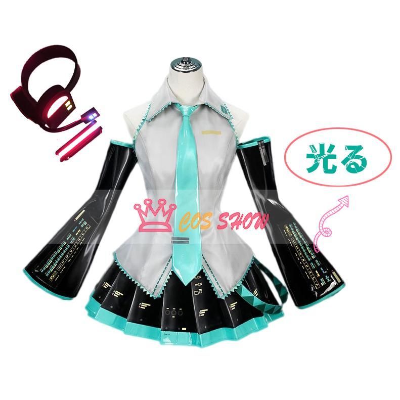 豪華版 ボーカロイド 初音ミク風 コスプレ衣装 cosplay ウィッグ イヤホン追加 中国公式許可あり 仮装 イベント クリスマス ステージ