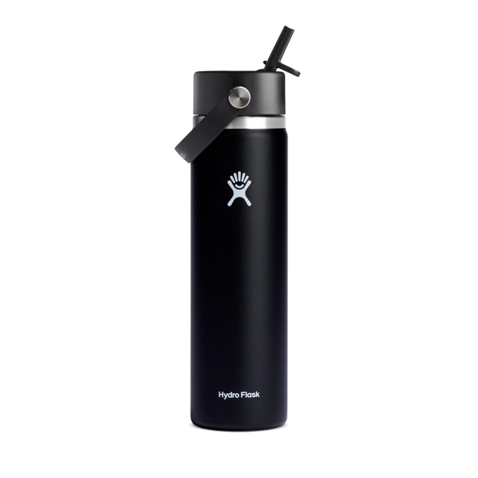 Color:Black_Style:24oz(709ml) ハイドロフラスク(Hydro Flask) ハイドレーション 24オンス(709ml) ワイドマウス フレックスストロー ブラック