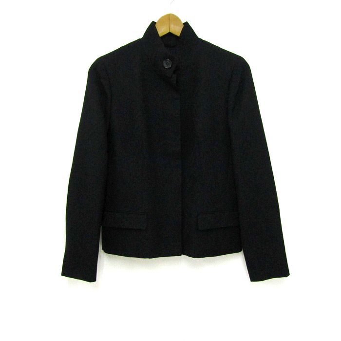 バーバリーロンドン スタンド ジャケット ウール アウター レディース 42サイズ ブラック BURBERRY LONDON