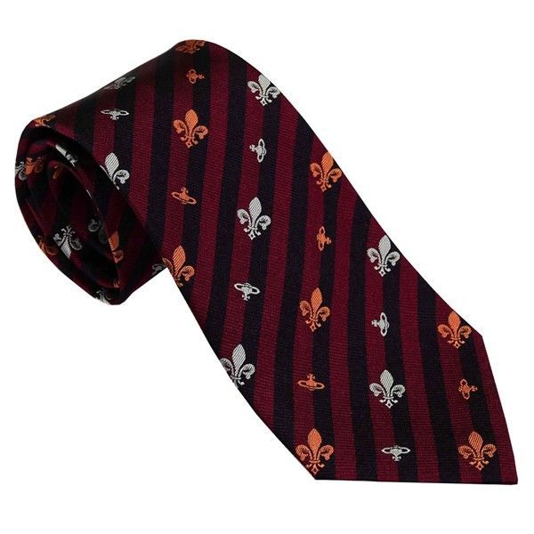 Vivienne Westwood ヴィヴィアン ウェストウッド ネクタイ オックスブラッド系 ストライプ柄 イタリー製 シルク100％ AW25 81050004-W0191-l401-OXBLOOD