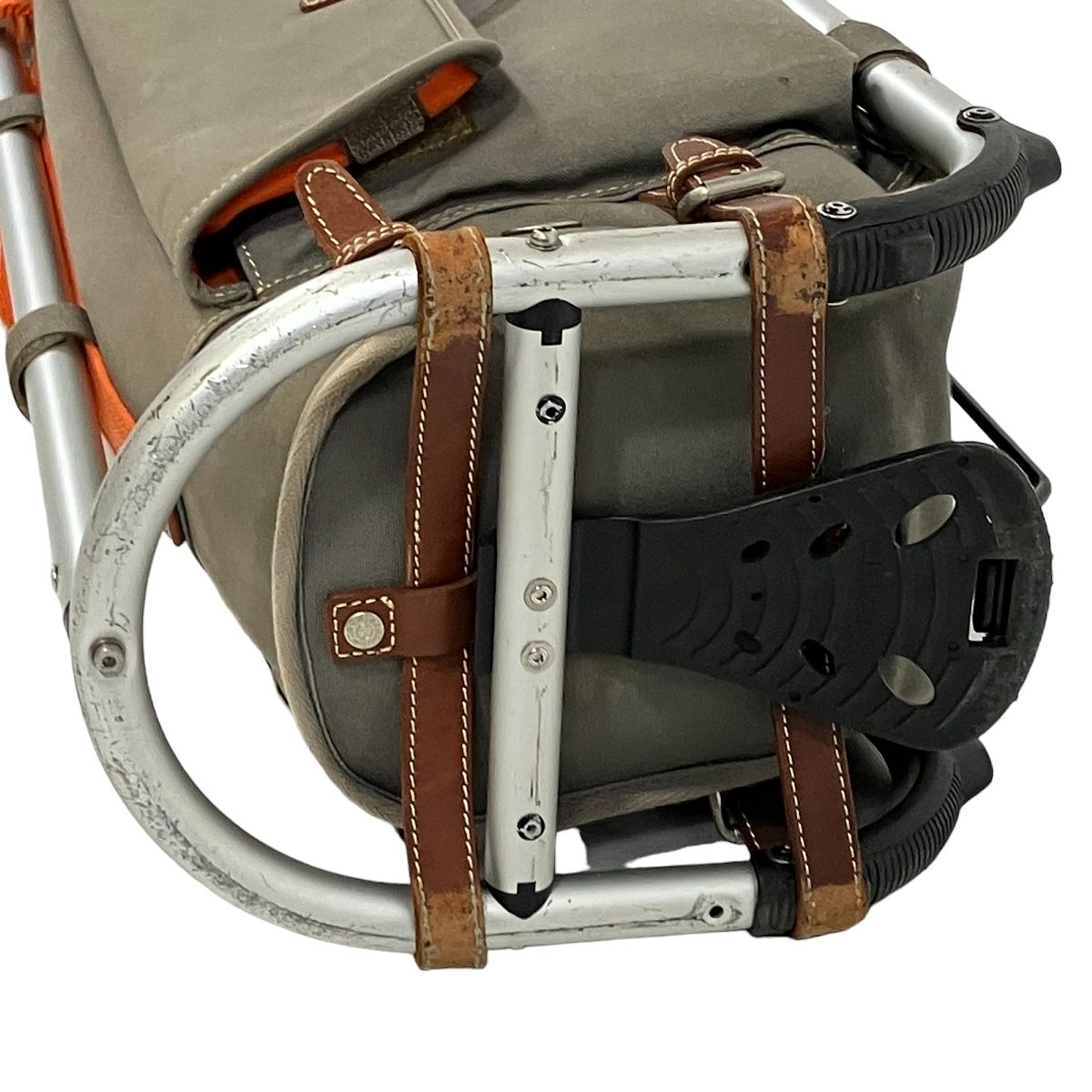 木の庄帆布×ミズノ フレームウォーカースタンドバッグ皮クロコ 木