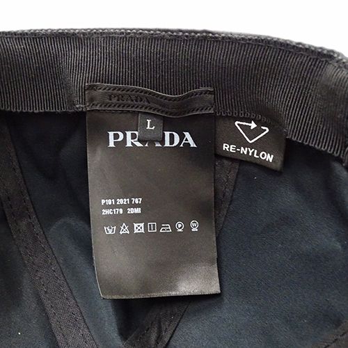 プラダ PRADA キャップ レディース メンズ ブランド 帽子 ロゴジャガード ナイロン ブラック 2HC179 L 黒 おしゃれ おでかけ 【中古】