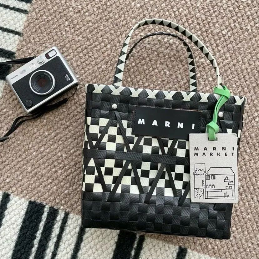 Marni マルニ かごバッグ トートバッグ #ブラック＆ホワイト