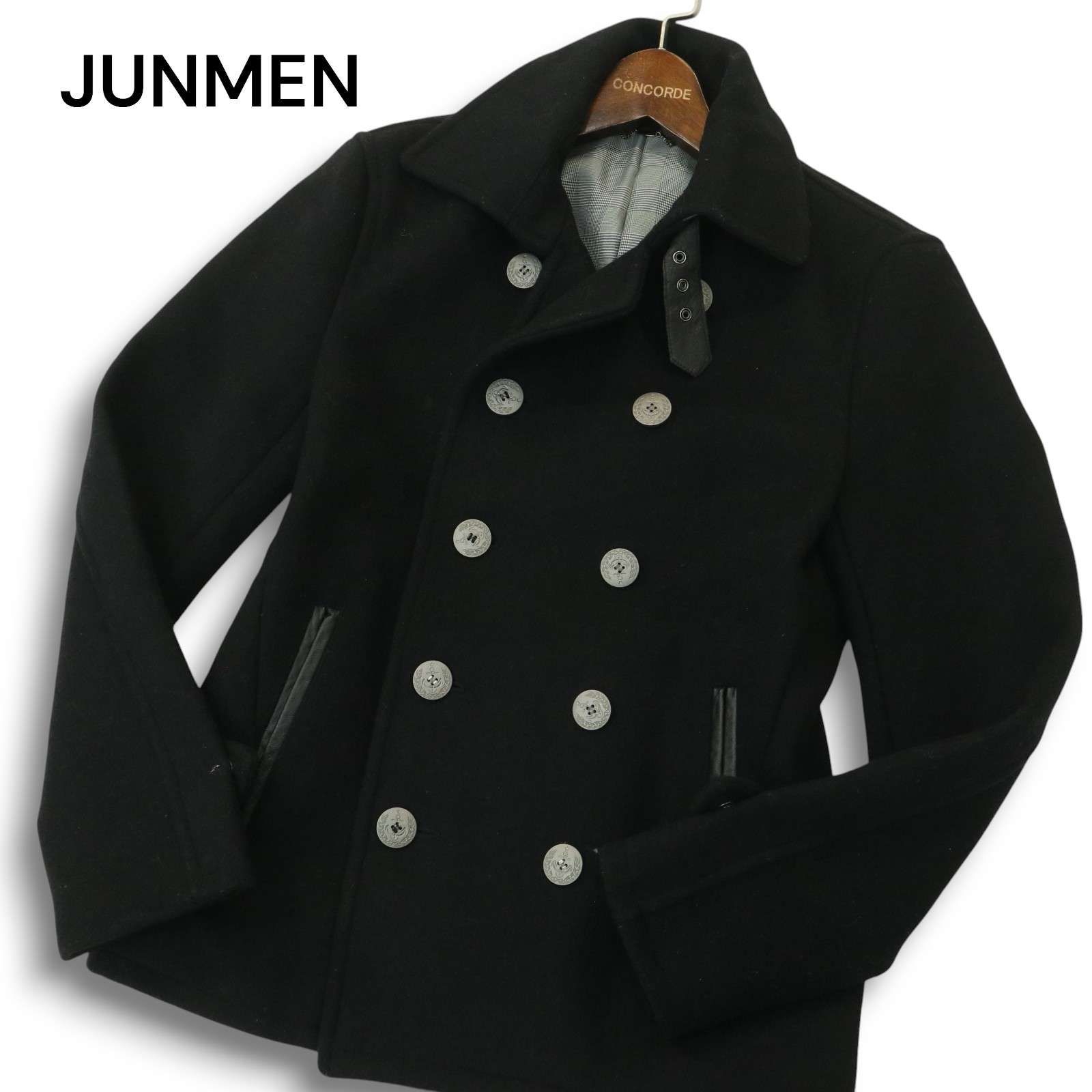 未使用　GLAD HAND Gladden Coat ウールメルトン　コート 紺 JUNMEN ジュンメン 秋冬 牛革 リアル カウ レザー使い