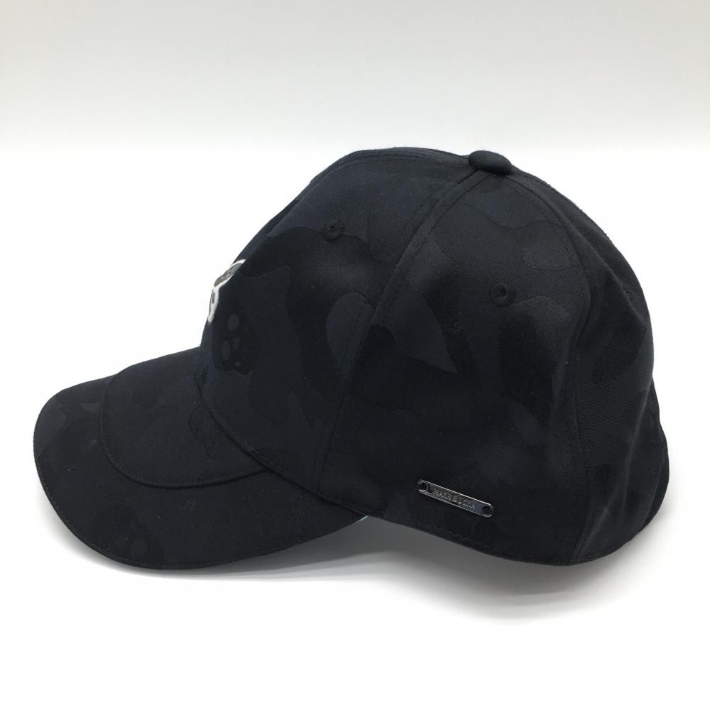 【超美品】マークアンドロナ キャップ 黒 迷彩織生地 カモフラ スカル FREE ゴルフウェア MARK＆LONA 超美品】マークアンドロナ キャップ 黒 迷彩織生地 カモフラ