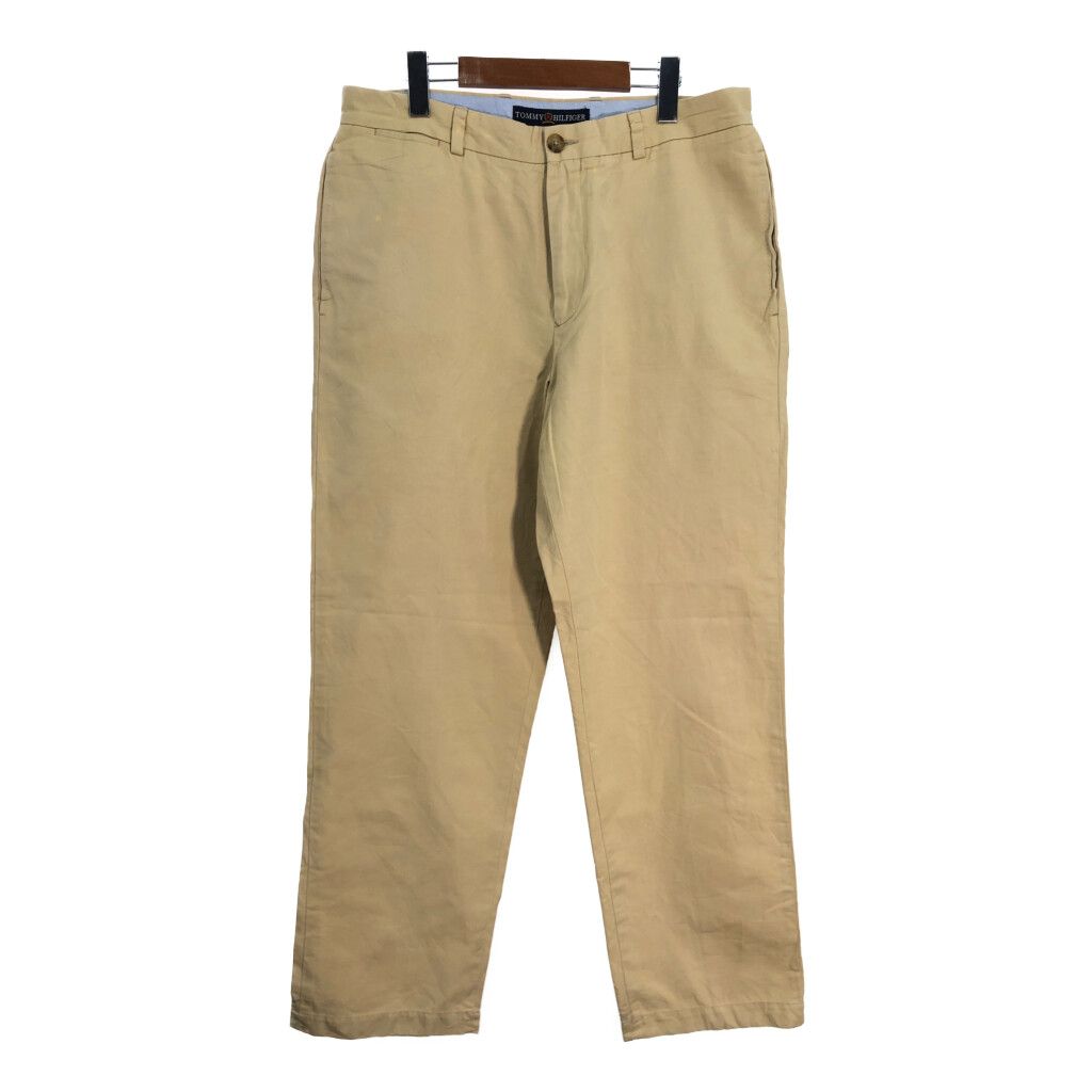 TOMMY HILFIGER トミーヒルフィガー リネン混 スラックス パンツ ベージュ (メンズ W34 L32) 中古 古着 R4371