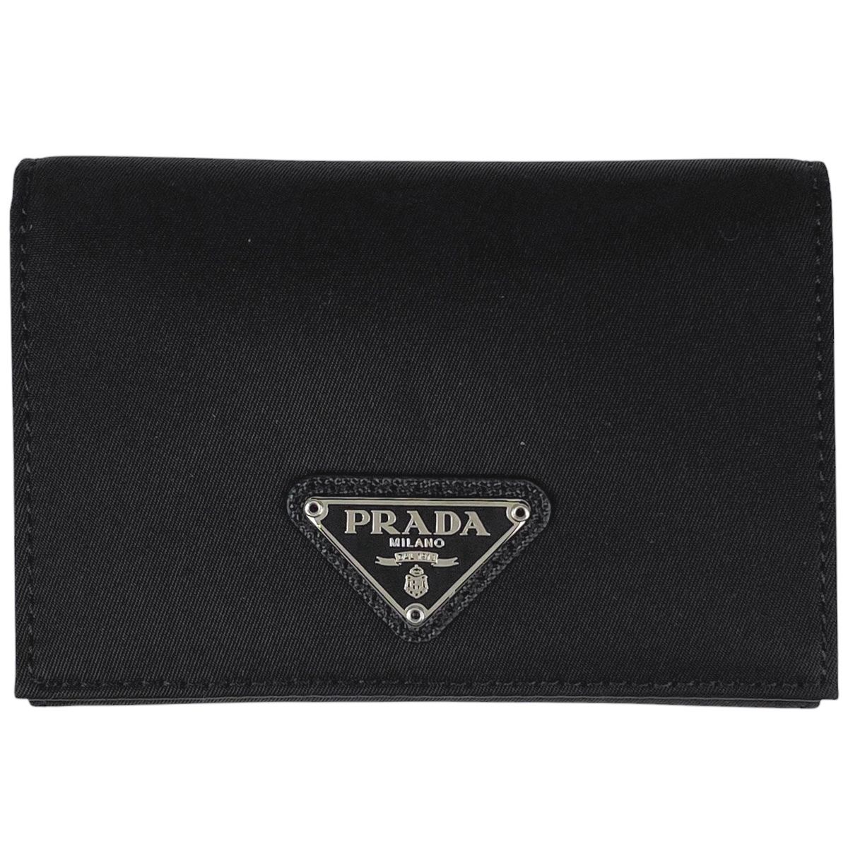 プラダ PRADA ロゴプレート カードケース カード入れ ナイロン ネロ ブラック M504 レディース