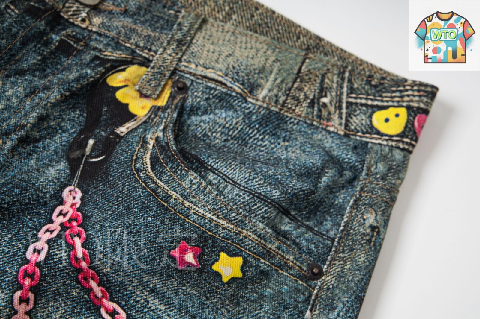 プリントデニム　y2k Acne Studios 風　トロンプルイパンツ プリントデニム y2k Acne Studios 風 トロンプルイパンツ - メルカリ