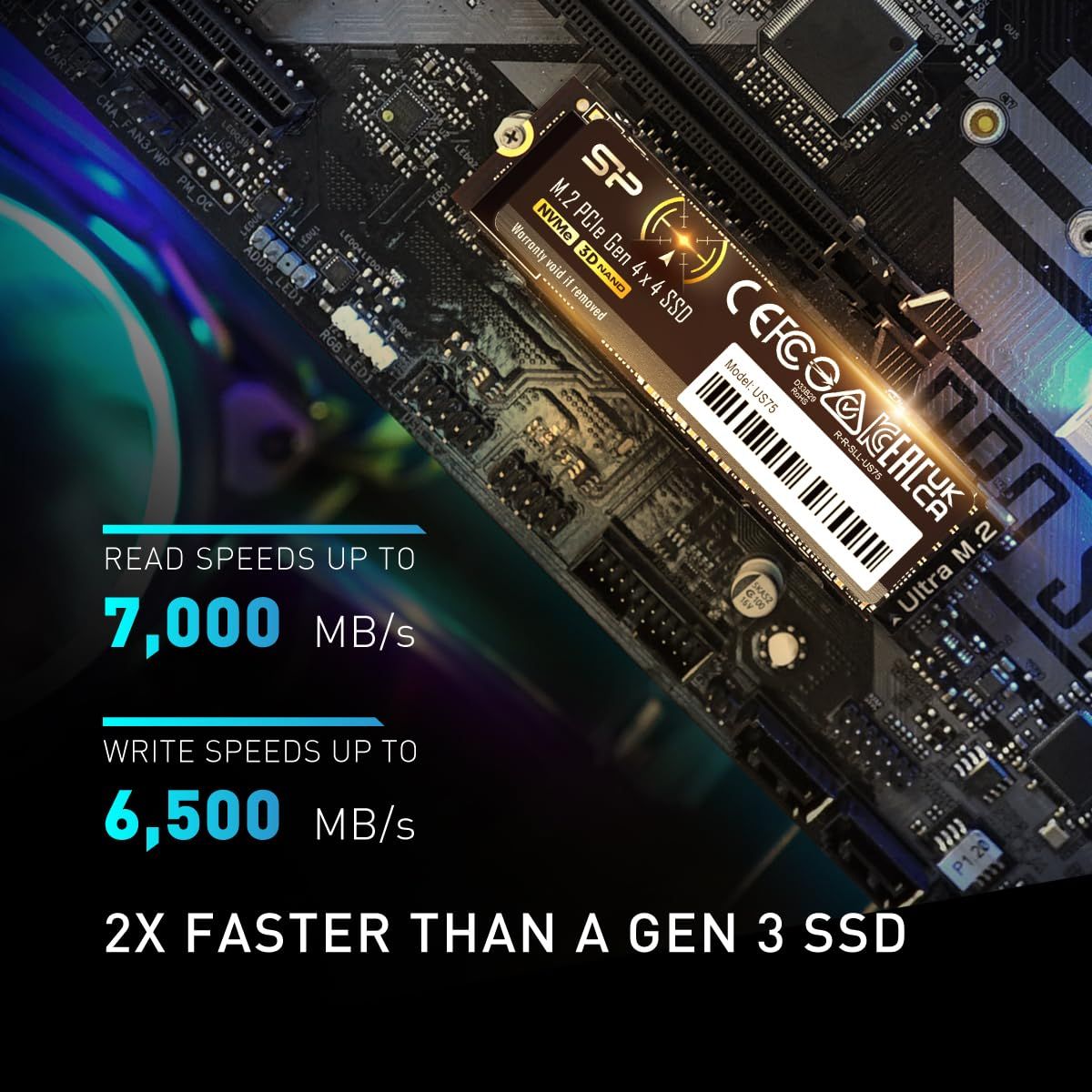 Gen4 PCIe M.2 2280 NVMe SSD R|W US75 最大7000|6500MB|秒 Playstation 2TB 5 対応 シリコンパワー SP02KGBP44US7505