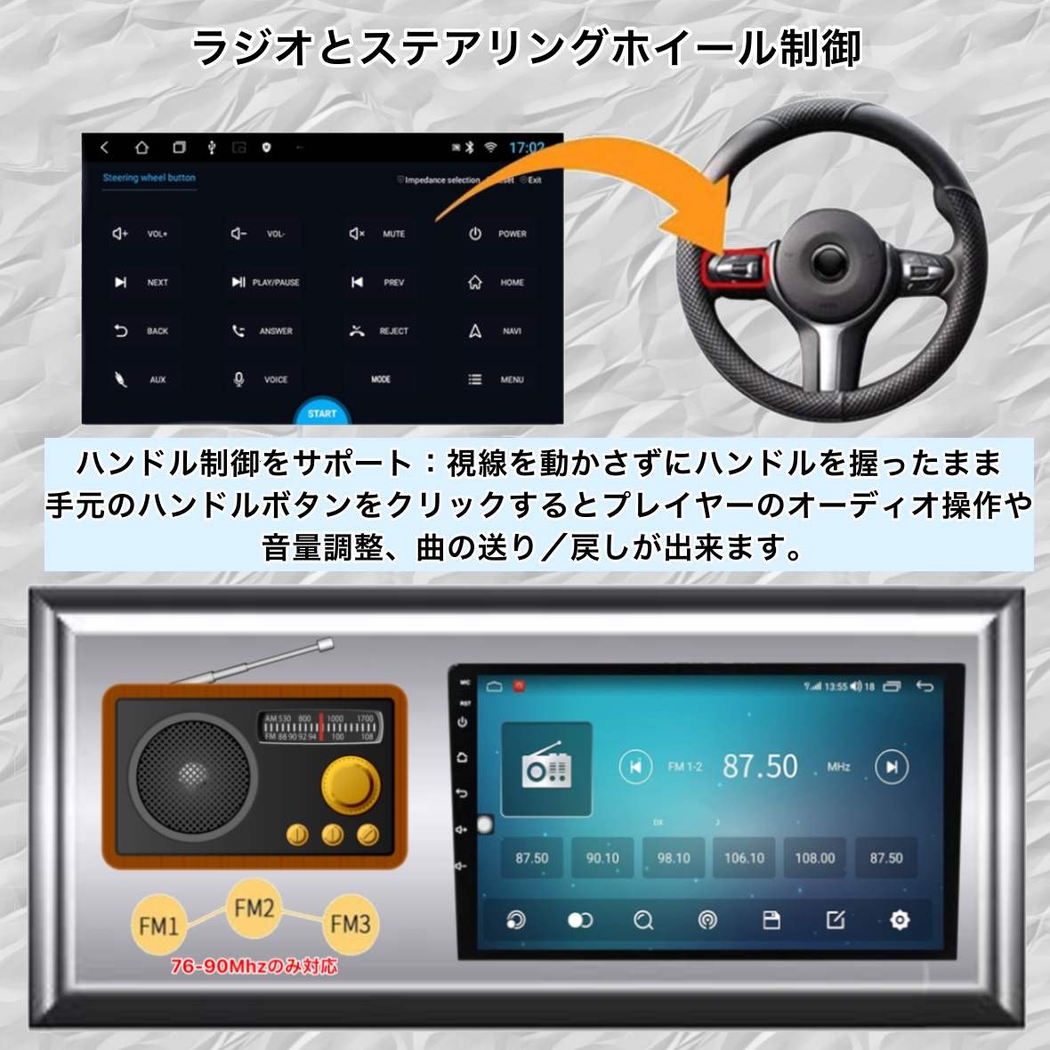 Androidカーナビ2GB+32GB10インチ ラジオBluetooth Carplay androidautoバックカメラ ディスプレイオーディオ ミラーリング アンドロイド13