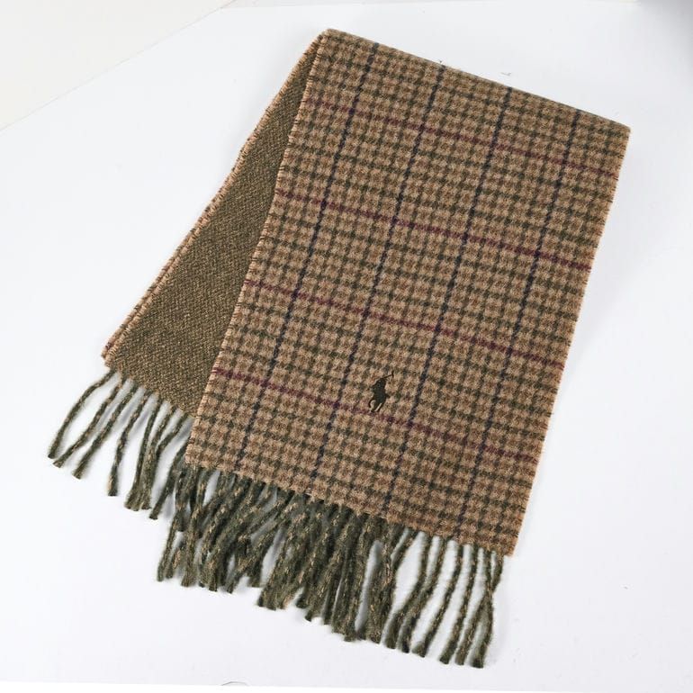 ポロ ラルフローレン POLO RALPH LAUREN マフラー リバーシブル チェック柄 メンズ レディース 男女兼用 オリーブチェック PC0945 303