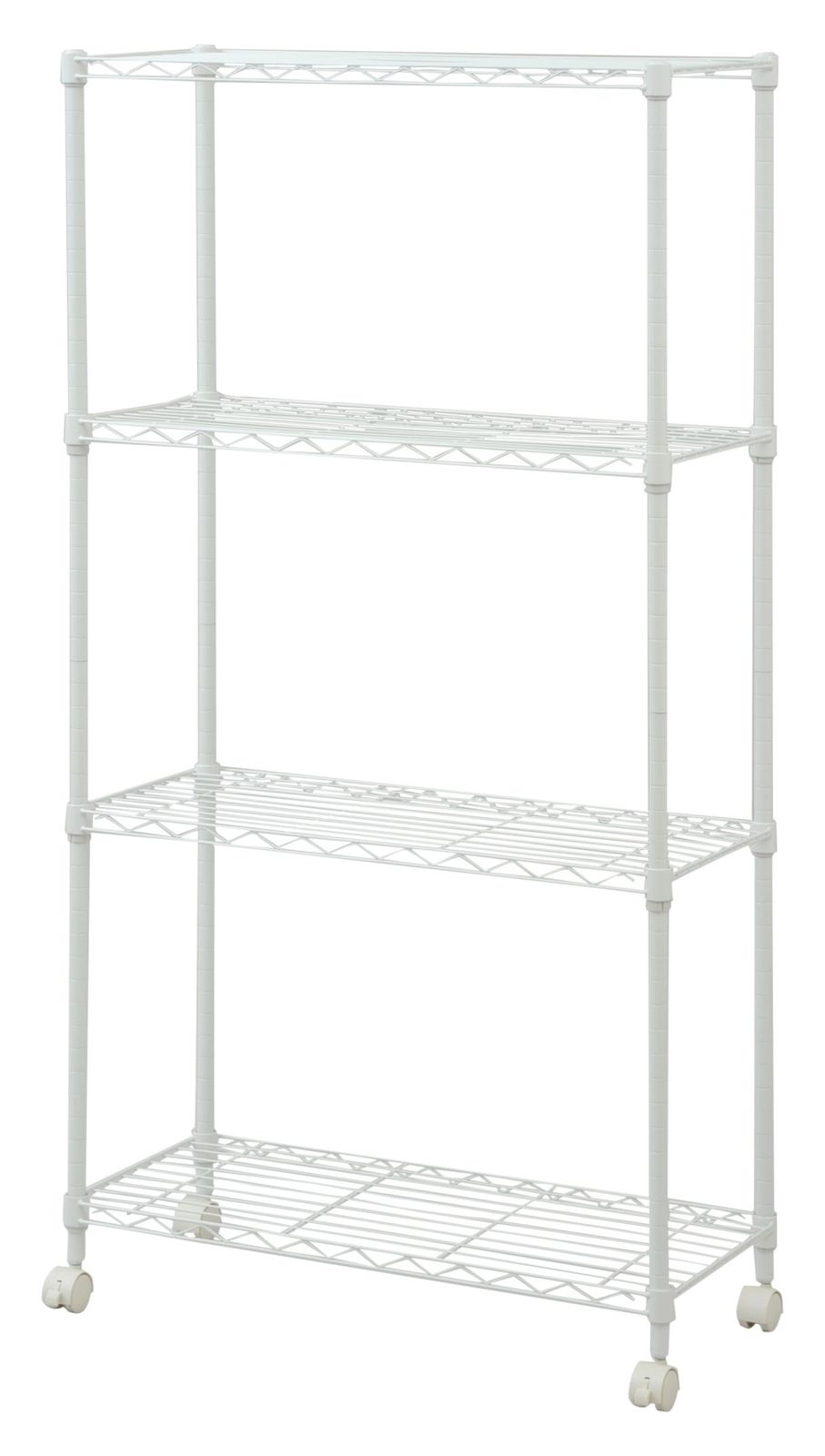 山善 YAMAZEN スリムメタルシェルフ ホワイト 幅70棚 キャスター付き 4段 スチール RS-14734CJH WH