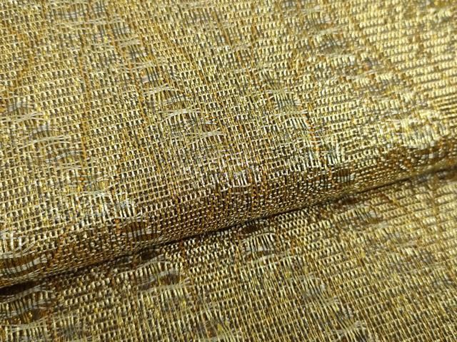 平和屋着物○染色作家 草野一騎 全通柄袋帯 斜線文 金糸 正絹 逸品 未
