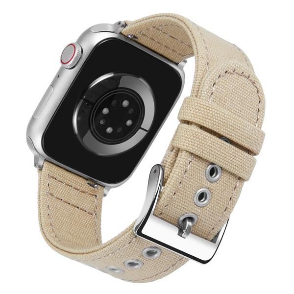 新品カーキ/シルバーバックル_44/45/46/49/42mm(Series 3 2 1) コンパチブル Apple Watch バンド 49mm 46mm 45mm 44mm 42mmコンパチブル アップルウォッチバンド メンズ レディース 布 キャンバス