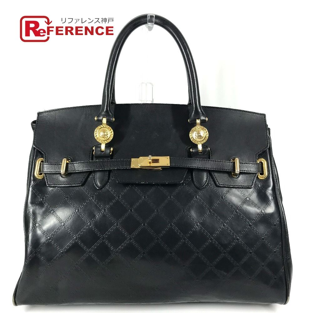 VERSACE ヴェルサーチ ショルダーバッグ サンバースト ロゴ レザー ブラック