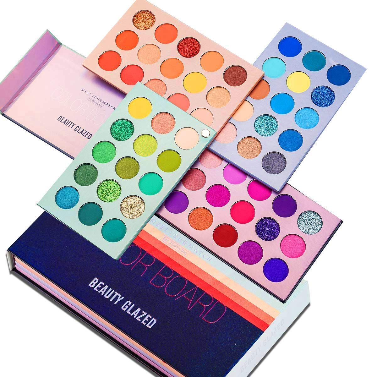100%新品，限定SALE Beauty Glazed 美しさは60色のメイクアップアイシャドウパレット4で1色ボードプレスキラキラアイシャドウ4層5月回転マット真珠光沢の高い着色された化粧品アイシャドウ その他