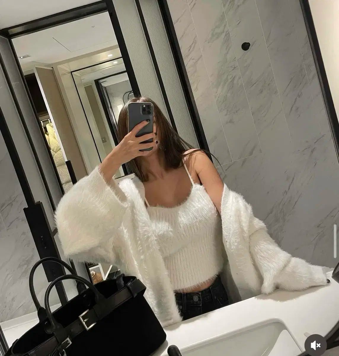 青 ファー カーディガン トップセット MAAHADDERANG_COM