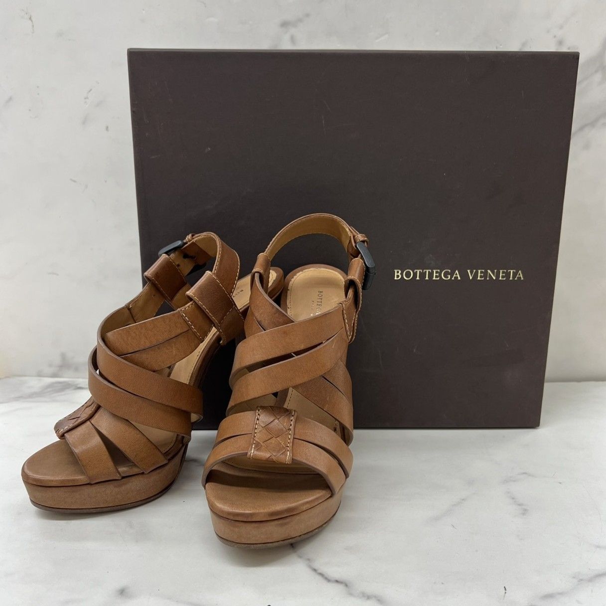 BOTTEGA VENETA ボッテガヴェネタ ウエッジソールサンダル レザー ブラウン系 351|2