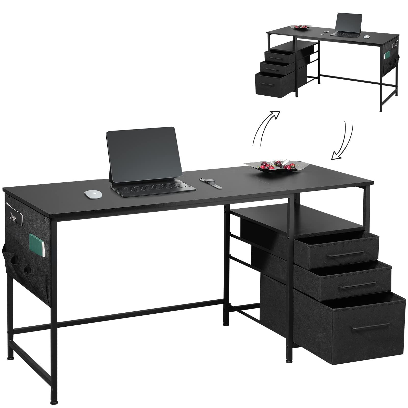 Amazon | Maihail パソコンデスク引き出し付き 学習机 pcデスク 幅