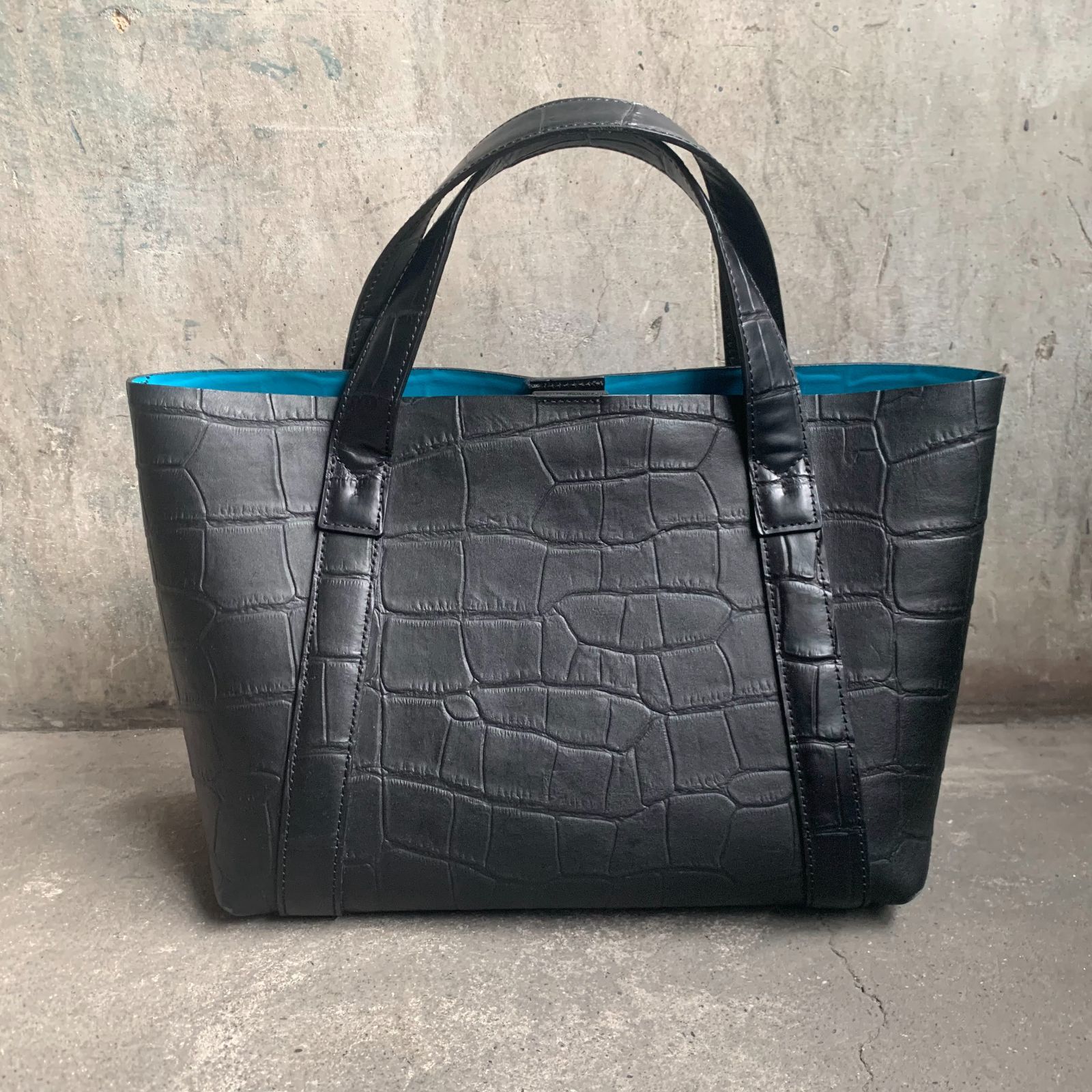 PELLE MORBIDA Tela Marina クロコ型押し ミニトートバッグ ダブル 