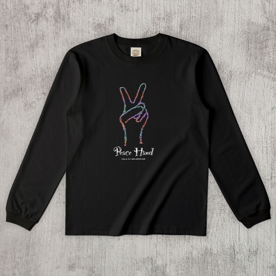 グラフィックロングTシャツ　Peace Hand Color -Long-