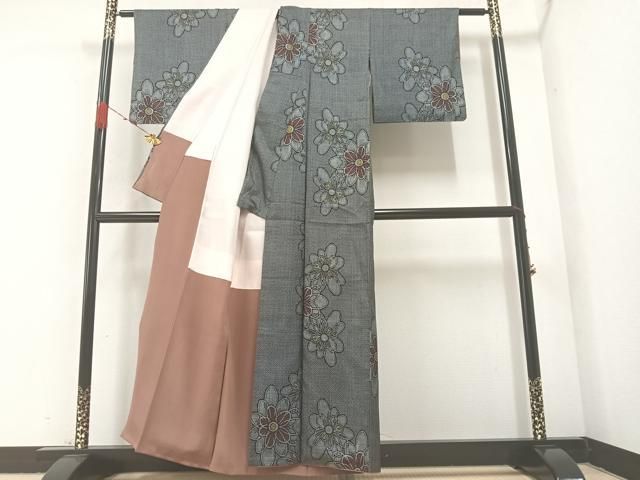 平和屋着物○本場村山大島紬 花尽くし 正絹 逸品 未使用 AAAW5297br