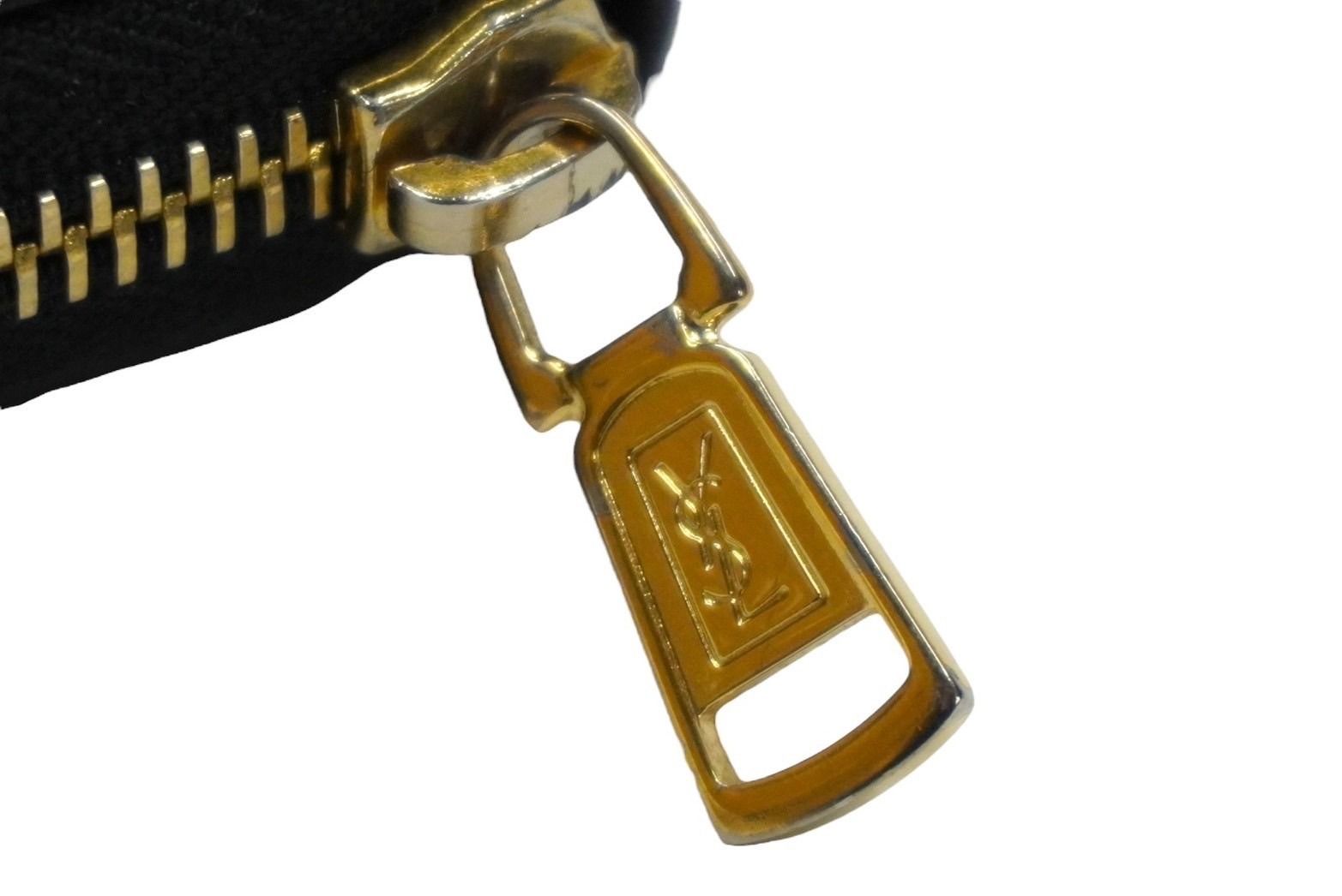 YVES SAINT LAURENT イヴ サンローラン 長財布 ラウンドファスナー YSLロゴ 352904 レザー ブラック 美品 中古 61569 YVES SAINT LAURENT イヴ サンローラン 長財布 ラウンドファスナー YSL